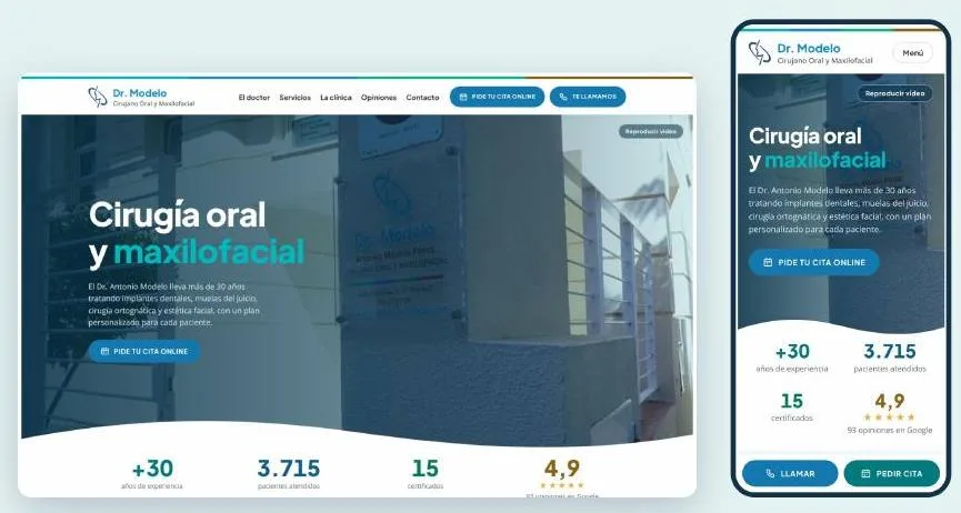 Portada de la web nueva del Dr. Modelo en ordenador y móvil