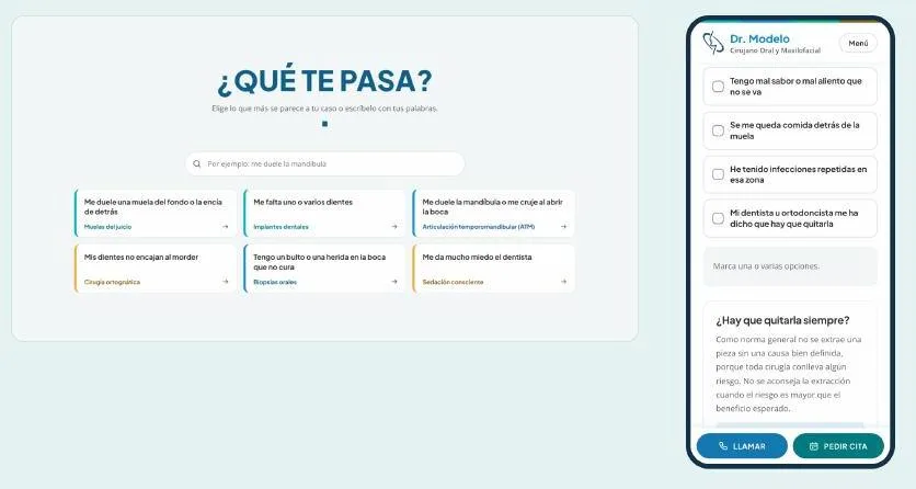 Buscador de síntomas «¿Qué te pasa?» en ordenador y móvil
